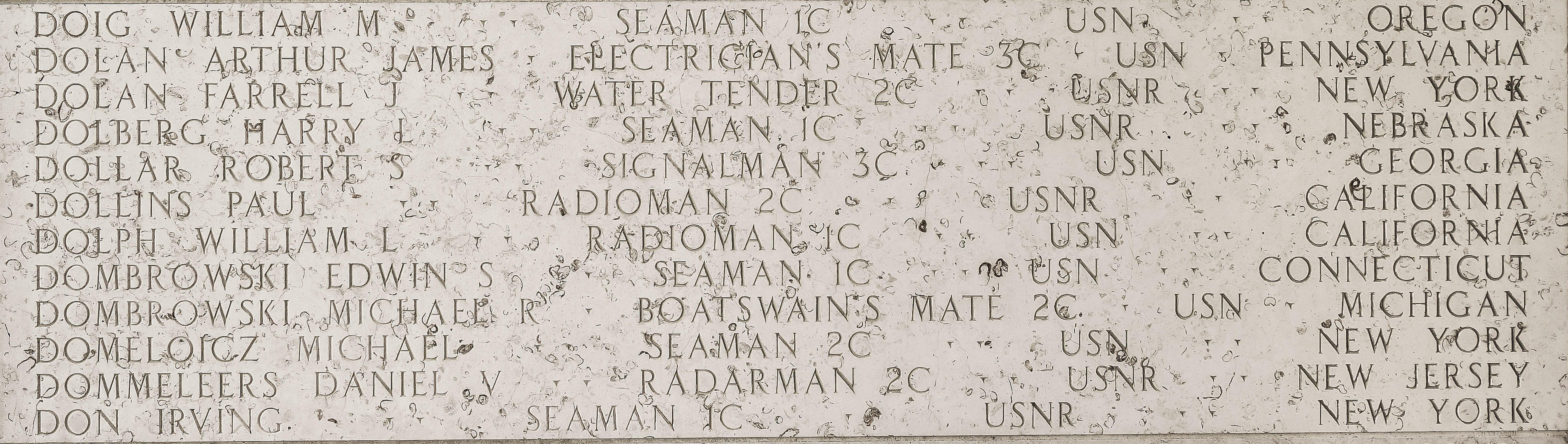 Daniel V. Dommeleers, Radarman Second Class